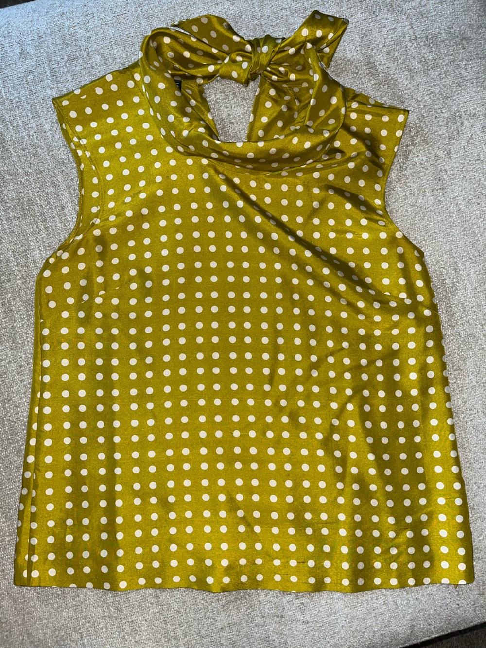 J. Crew Mustard Yellow Polka Dot Tie-Neck Sleeveless Camisole